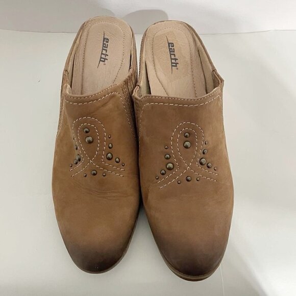 Earth 8 Shoes Clog Slip On Slide Mules Studded Boho Western Mules - Picture 2 of 8